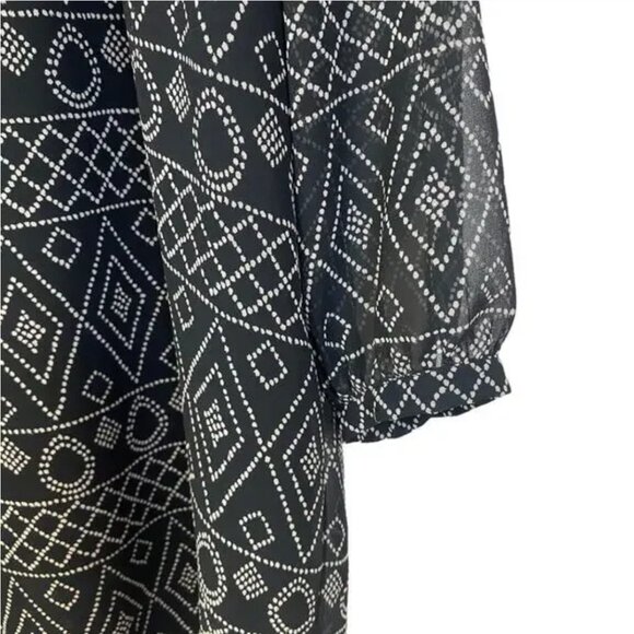 Madewell Caravan Print Black Smocked Tunic Dress - Picture 7 of 13